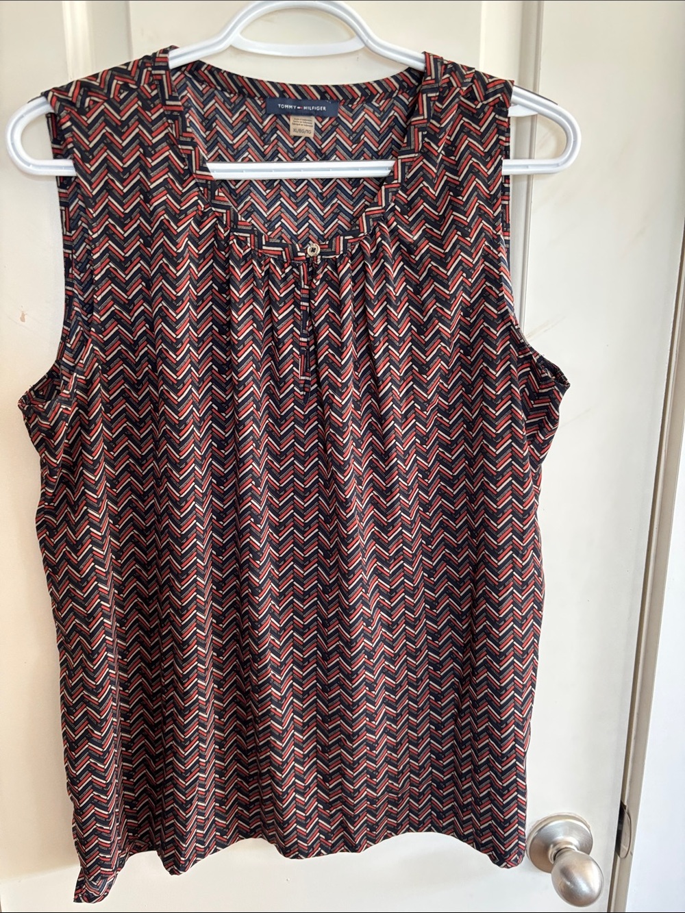 Tommy Hilfiger Sleeveless Chevron-Print Tank Top in Red and Black